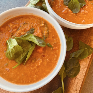 Zesty red lentil soup