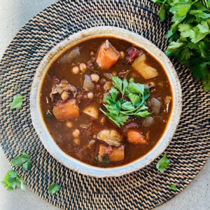 Chickpea, lamb & coriander soup
