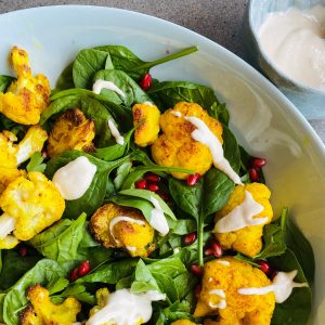 Roasted turmeric cauliflower and pomegranate salad